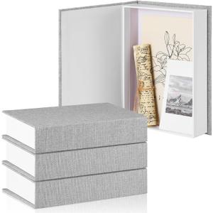 Geyoga 6 Pcs Faux Decorative Books Set for Home Decor Linen Fake Book Storage Box for Coffee Table Bookshelf Mantle Modern Home Decoration Photo Storage DIY Crafts, 8.6 x 6.1 x 1.8 Inch(Gray)