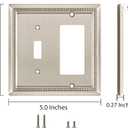 Henne Bery Sunken Pearls Heavy Duty Decorative Wall Plate Switch Plate Outlet Cover (Toggle/Decorator, Satin Nickel)