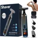 2025 Upgraded Back Shaver for Men, LED Display Mens Back Shaver with Travel Case, Rechargeable with Long Handle, Safety Lock, IPX7, Multi-Functional Back Trimmer for Men,(Dark Black)