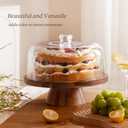 HBlife Cake Stand with Glass Lid (11.4"), Multifunctional Cake Stand with Dome, Acacia Wood 6-in-1 Cake Plate Display Stand with Cover for Baking Gifts, Birthday Kitchen Parties, Weddings