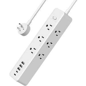 5 FT Power Strip Outlet Extender Surge Protector 3 Sided with Extension Cord 9 AC Outlet 5 USB Ports (2 USB C) Desk Charging Station for Home College Dorm Office White Plug Extension Cord