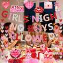 2 x Galentines Day Decorations for Party: Glitter Happy Galentines Day Banner Red Heart Garland No Boys Allowed Sign Hanging Swirls Honeycomb Centerpieces for Girls Night Party Decor