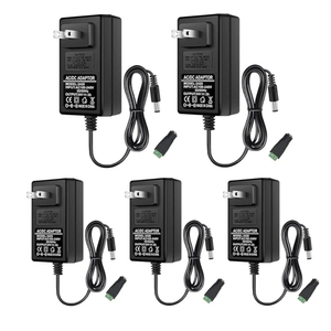 24V Power Supply, 24 Volt 2A 48W LED Power Supply Adapter, AC 100-240V to DC 24V Converter Transformer for LED Strip Lights, Wall Plug Power Supply with 5.5/2.1 DC Female Connector (5 Pack)