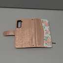Furiet for Samsung Galaxy S21 5G 6.2 inch Floral Wallet Case with Flip Zipper Purse Wrist Strap Shoulder Strap, Luxury Glitter PU Leather Card Holder Stand Cell Phone Cover for S 21 21S G5 Rose Gold