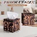 Leopard Cube Tissue Box 5.3 Inch PU Leather Square Modern Napkin Holder with Magnetic Closure for Living Room Bathroom Home Decor