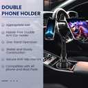 DaisyInner Dual Cup Tablet Mount Holder for Car 360 Rotatable Mount Long Flexible Neck Adjustable Universal Size Fits for Most 2 Tablets 4.7"-10"