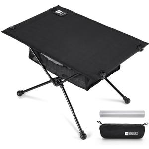MOONCY Portable Camping Table, Ultralight Beach Table with Oil-Proof Mat and Mesh Storage Bag, Aluminum Alloy Folding Table for Hiking, Tailgating, Backpacking, Fishing, Beach & Picnic, Black