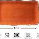 Vintage Melamine 17" x 10" Serving Platters for Serving Food, Set of 2, 100% Melamine Large Rectangle Serving Trays Sets for Fruit, Appetizer, Dessert, Home and Party Use. Orange