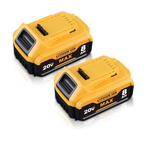 DCB200 8.0Ah Compatible for DeWalt 20V Max Battery DCB200 DCB201 DCB180 DCB203 DCB204 DCB206 DCD/DCF/DCG Series Cordless Power Tools with LED Indicator 2Pack
