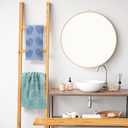 2 Pcs Winter Snowflake Bathroom Hand Towels 100% Cotton 29.5 x 13.7 Inch Blue and Green Christmas Glove Jacquard Weave Bath Towel for Kitchen Gifts Decor for Christmas