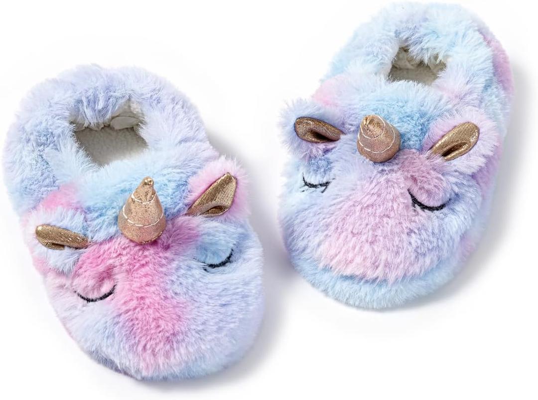 Enteer Baby Girls' Cartoon Indoor Anti Slip House Slippers (Blue)