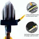 2 in 1 Cleaning Scrub Brush Grout Brush Scrape Floor Scrub Brush with Long Handle V-Shape Stiff Bristle Brush Scrubber with Squeegee 120°Rotating Shower Scruber for Cleaning Bathroom Glass Wall