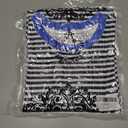 Gardenwed Long Sleeve Shirts for Women Striped Crewneck Loose Fit Basic Tops 2025 Fall T-Shirt (Blue, M)