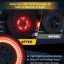 3-Side Spare Tire Brake Light for Jeep Wrangler JK JKU 2007-2018, Plug & Play 3rd Third Brake Light LED Wheel Light with Large Lighting Surface, Red Brake + White Reverse Dual Function
