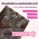Kookastyle Clip in Hair Extensions, Natural Long Layered Soft Invisible Synthetic Curly Wavy Hairpieces for Women,4 pcs(20 Inch,Balayage Chocolate Brown to Caramel Blonde)
