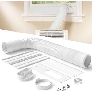 Portable Air Conditioner Window Vent Kit with 82" Length, 5.9" Diameter Exhaust Hose, 13Pcs Universal PVC AC Window Slide Seal with 4 Panel(17" to 63") for Horizontal&Vertical