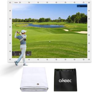 aikeec Golf Simulator Impact Screen: 7mm Thickened hScreen for Indoor/Home/Garage Training - Ultra Clear Impact Screen with 32 pcs Grommets Holes, (10 FT X 10 FT)