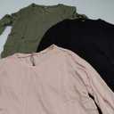 Ficerd 3 Pack Womens V Neck Maternity Shirts Long Sleeve Side Ruched Tops Basic Tunic Tshirt Winter Pregnancy Clothes(Black, Army Green, Light Pink,Small) at Amazon Womens Clothing store Small