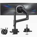 monTEK Heavy-Duty Single Monitor Arm for 17-57 inch, up to 59.4lbs Ultrawide Screens,Gas Spring Dual Curved Adjustable Monitor Stand for Desk,75/100mm VESA Mount with USBBlack