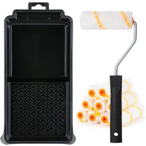Bates- 4 Inch Paint Roller Kit, 11 pcs, Small Paint Roller Kit, 1x Plastic Paint Tray, 1x Roller Frame & 9X Microfiber Covers