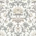 REDAMANCY Vintage White Grey Damask William Morris Flower Peel and Stick Wallpaper Stick on Contact Paper Vintage Wall Paper Easy Peel Off for nightstand Drawer Cabinet Renter (17.7" x 118")