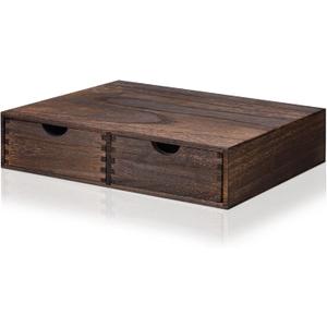 Suzile Coffee Pods Storage Holder Cabinet Vintage Countertop Storage Drawers Wooden Cup Organizer Under Brewe for Home Office Accessories(2 Drawer)