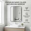 Koonmi Bathroom Mirror, 30X36 Inch Black Metal Framed Mirror for Bathroom, Tempered Glass, Anti-Rust, Rounded Rectangle Mirror for Restroom, Bedroom, Black