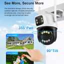 6MP Dual Lens Wireless Outdoor Security Camera Outdoor, WiFi Home Survaillance Camera, PTZ, 355Pan, 90 Tilt, Human Detection & Auto Tracking, 2-Way Audio, IP66, 24/7 Recording, Night Vision