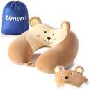 Umerci Travel Pillow, Memory Foam Neck Pillow with 360-Degree Head Support Comfortable Airplane Pillow with Storage Bag Lightweight Traveling Pillow for Sleeping, Car, Train, Bus and Home Use (Bear)