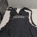 SOLY HUX Women's Summer Halter Backless Mini Dress Flowy Sleeveless V Neck Tie Back A Line Western Casual Sun Dresses 
Large