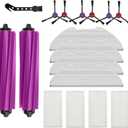 CLEANXIOR Replacement Accessories for Eureka E20 Plus Robot Vacuum,1Rubber Main Brush,4Mop Pads,2Filters,4Side Brush;2Rubber Main Brush,4Mop Pads,4Filters,6Side Brush. (17, E20)