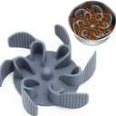 Keegud Slow Feeder Dog Bowls Insert [Octopus Suction Cups] Super Firm Slow Eating Dog Bowl [Cuttable] for Large Breed and Medium Size Dog Compatible with Regular and Elevated Dog Bowls (Flower)