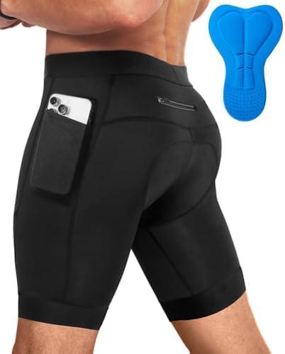 Niksa Men's Performance Cycling Shorts with 3D Pad, Road and Mountain Breathable Quick-Dry with 3 Pockets Bike Shorts, L, Black