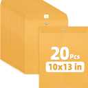 SUNEE 10x13 Clasp Envelopes 20 Count - 10x13 Inch Brown Kraft Envelopes with Clasp Closure  for Home, Office, Business, Legal or School, Great for Filing, Storing or Mailing Documents