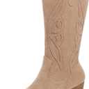 Cowboy Boots for Women 2025: Mid Calf Cowgirl Boots Western Embroidered Country High Heel Pointed Toe Booties