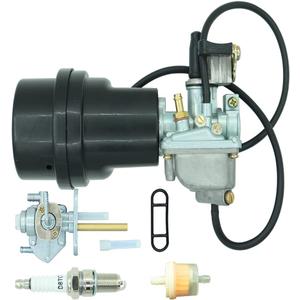 Carburetor with Air Filter Box Fit For Suzuki ATV Quadmaster 50 LT-A50 2002-2005 LT50 LT 50 1983-1987 JR50 1984-2006 Including & Fuel Valve Petcock With Spark Plug
