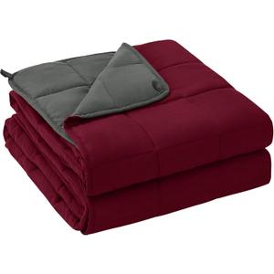 Yescool Weighted Blanket for Adults (17 lbs, 60" x 80", Red Grey) Cooling Heavy Blanket for Sleeping Perfect for 110-130 lbs, Queen Size Breathable Blanket with Premium Glass Bead, Machine Washable (Rose)