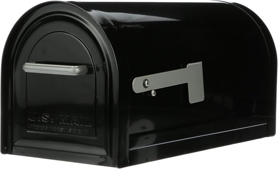 Architectural Mailboxes Reliant Secure, Locking USPS Approved Heavy Duty, Steel Metal Post Mounted Mail Box for Outside, Black, Large Curbside Mailbox with Magnetic Door