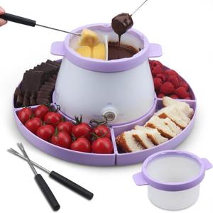 Electric Fondue Pot Set with 2 Pots, Candy & Chocolate Melting Pot, Melting Chocolate Warmer for Dipping, Fondue Pot Electric Set, Fondue Forks Included, 2.5 Cups, Lavender