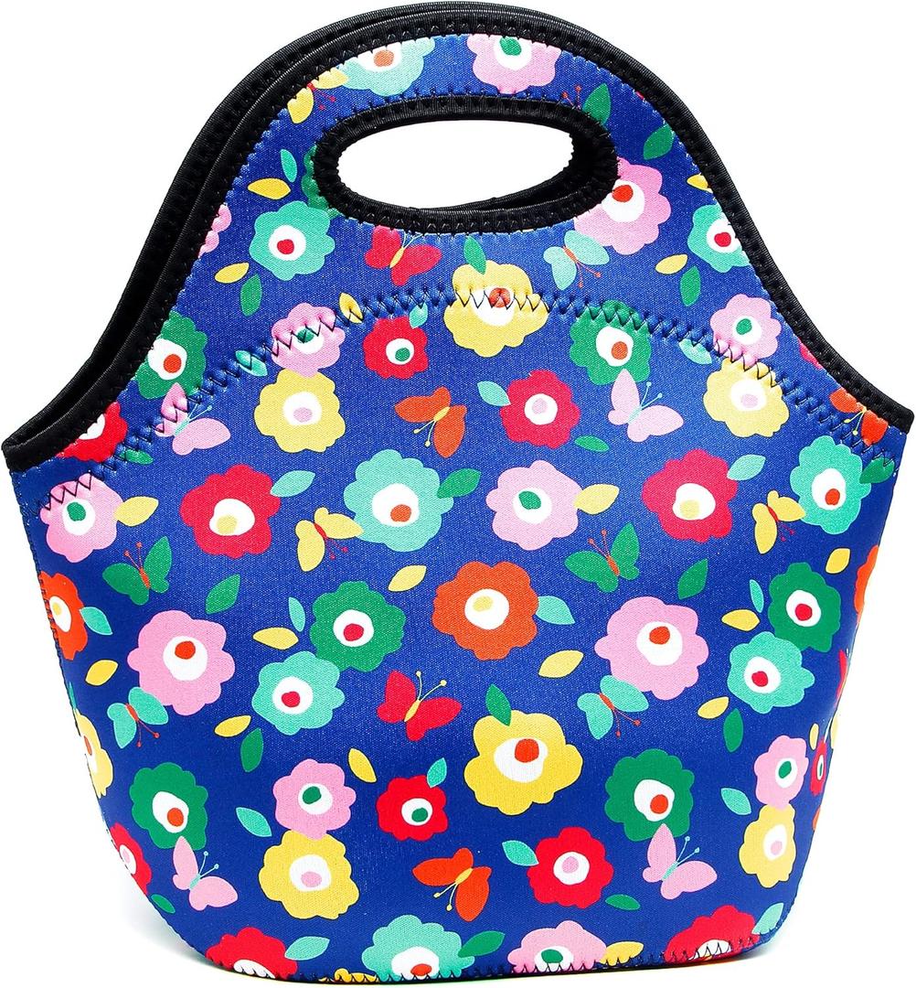 Neoprene Lunch Bags Thermal Insulated Lunch Tote Bag Reusable Washable Neoprene Picnic Bag for Women Men