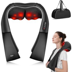 ALLJOY Neck Massager for Pain Relief Deep Tissue, Shiatsu Neck Back Massager with Heat, Valentines Day Gifts for Women Men Mom Dad Friend, Corded Use with Storage Bag