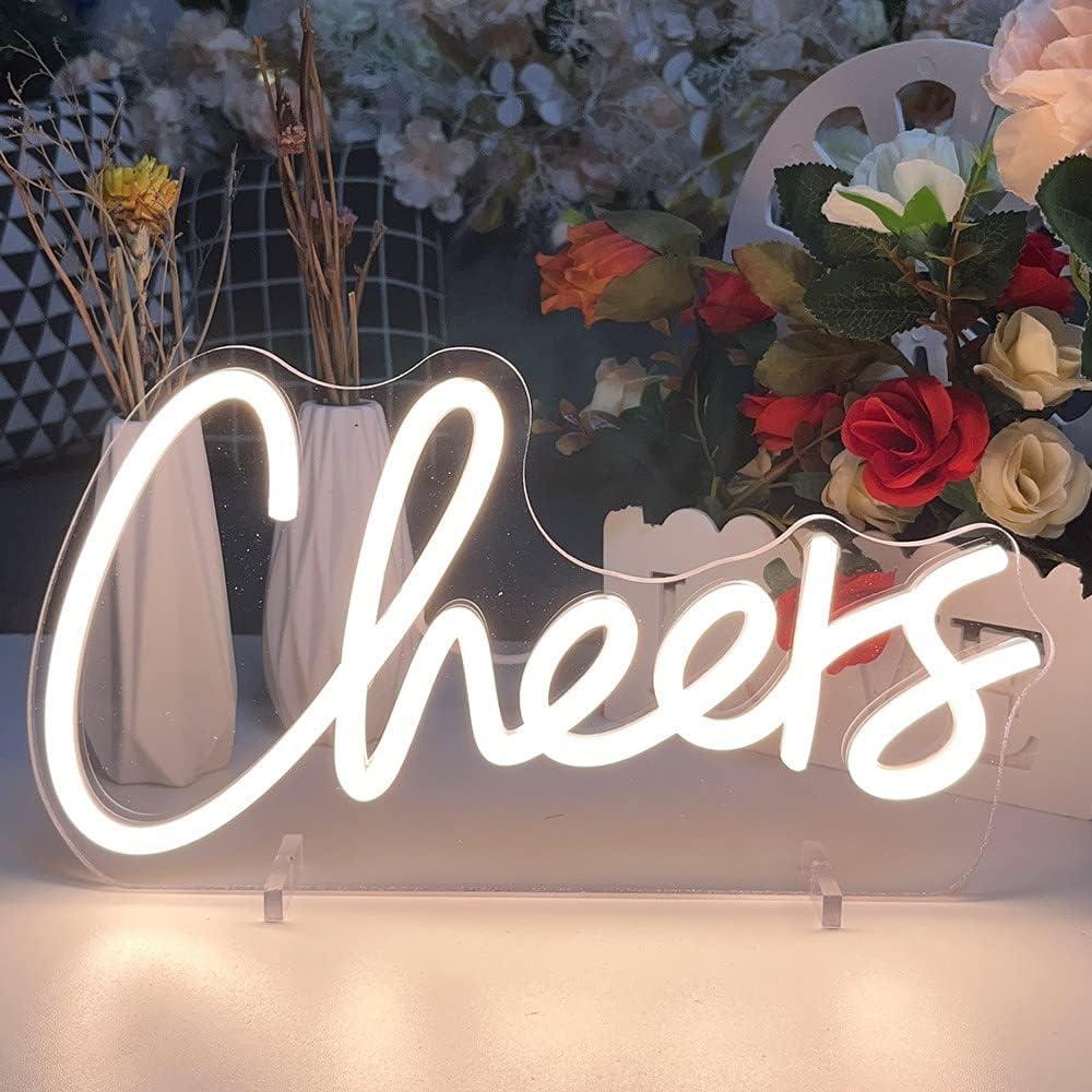 Cheers Table Number Neon Sign Desk Lamp Night Light Wedding Letter LED Neon Sign Wedding Table Decorations Neon Light Bedroom Home Room Decor Christmas Party Warm White USB 3016.3 CM