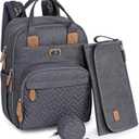 Dikaslon Large Diaper Bag Backpack with Portable Changing Pad and Stroller Straps, Khaki, Size L