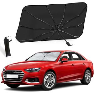 EcoNour Car Windshield Sun Shade | Foldable Car Umbrella Sun Shade | Windshield Cover Sunshade Blocks UV Rays | Sun Visor Protector | Automotive Interior Sun Protection Accessories (Medium 53" x 30")