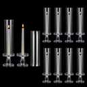 NUPTIO Hurricane Candle Holder for Wedding: Set of 10 Glass Taper Candle Stick Holders with Bottomless Shade - Bulk Windproof Candlestick Stand for Christmas Holiday Table Decor