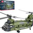 Reobrix CH-47 Helicopter Building Set, Military Helicopter Toy Aircraft Model Kit, Home Office Display or Collectible, Ideal Airplane Toy Gifts for Adults Boys Kids 33031