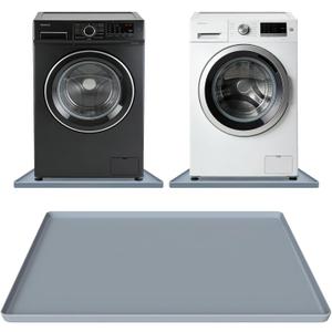 29" x 29" Silicone Washing Machine Drain Pan with 1" Raised Edge, Waterproof Washer Drip Tray, Non-Slip Floor Leak Protection Mat for Washer, Dryer, Refrigerator, Dishwasher (Grey)