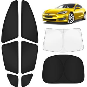 KUST Car Window Shades for Tesla Model S 2012-2025 2026 (No for Plaid or Long Range) Windshield Sun Shade Side Window Cover UV Block Privacy Accessories for Camping Blackout Rear Back Full 8PCS