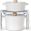 carrotez Expandable Cabinet Organizer, Set of 1 Width & Height-Adjustable Kitchen Cabinet Organizer Shelf, Stackable Kitchen Counter Shelf, 11.8~19.6 x 7.8 x 5.9~9" White