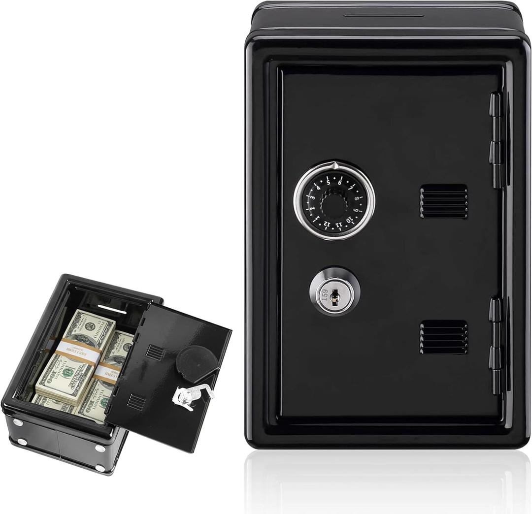 Metal Box for Gamblers with Combination Lock and Drawer, Decorative Security Cash Box for Money Jewelry Storage, Locking Coin Bank for Casino Home Office, Cafe Tip Jar & Birthday Gift